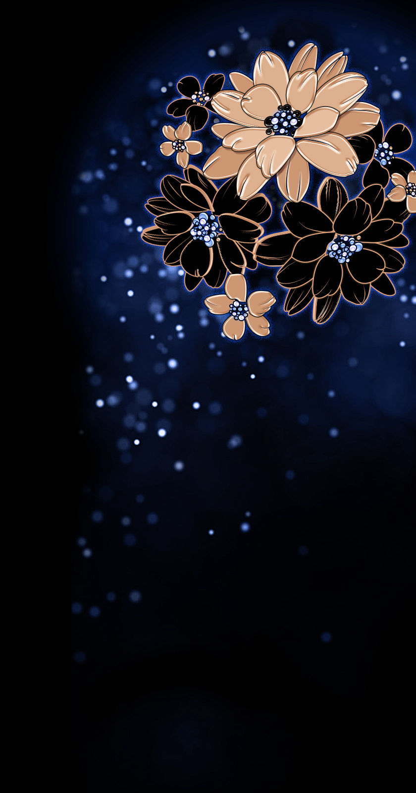 Golden Floral Digital Wallpaper